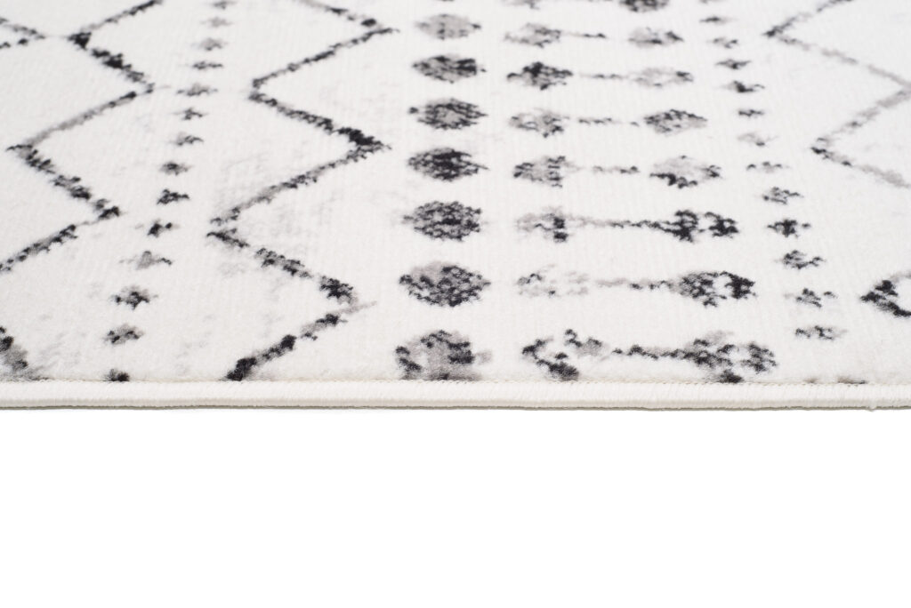 Teppich Juno Ethno Boho Raute Schwarz Creme Grau Kurzflor