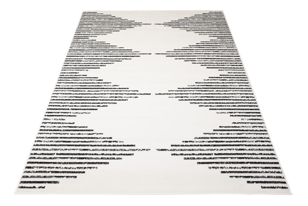 Teppich Juno Kurzflor Creme Schwarz Modern Geometrisch Design