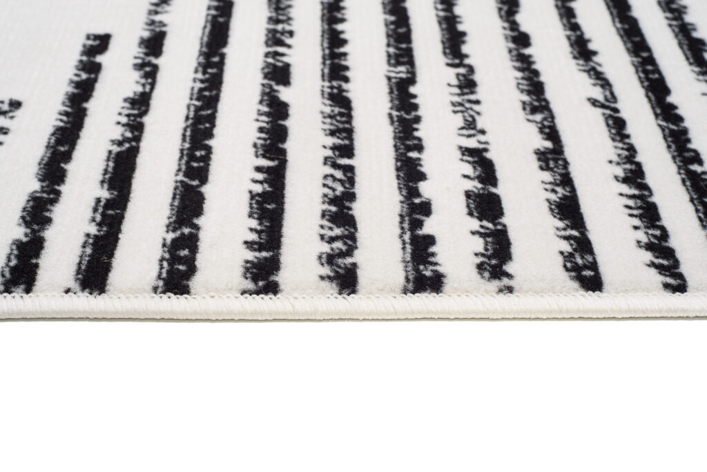 Teppich Juno Kurzflor Creme Schwarz Modern Geometrisch Design