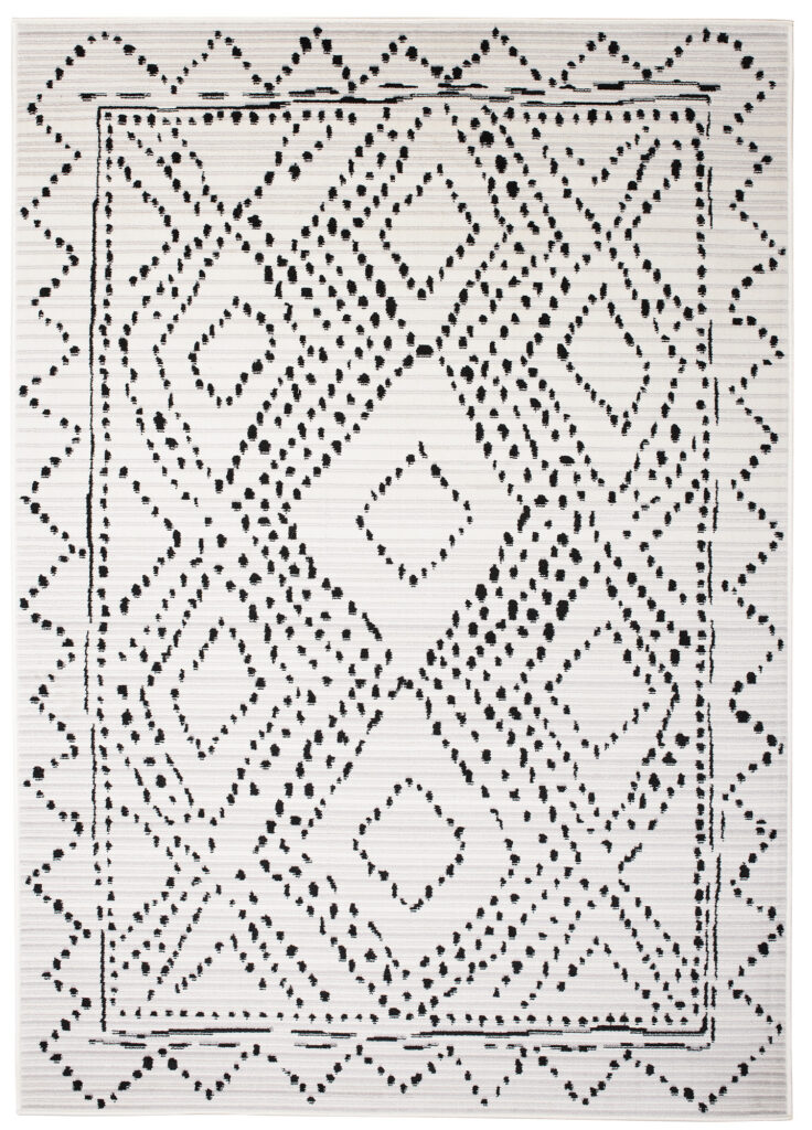 Teppich Juno Ethno Modern Punkte Schwarz Creme Grau