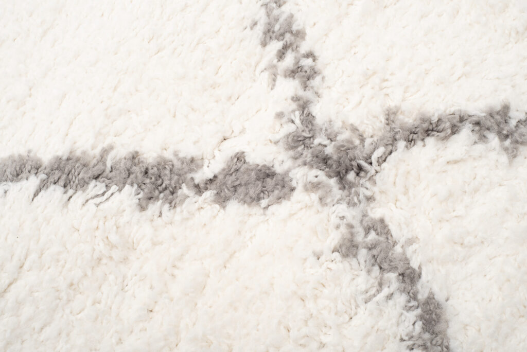 Teppich Boho mit Fransen Creme Rauten Shaggy