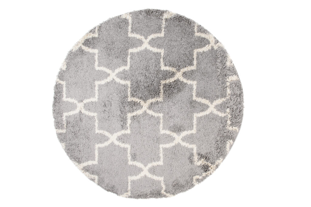 Teppich Boho Rund Grau Marokkanisch Kleeblatt