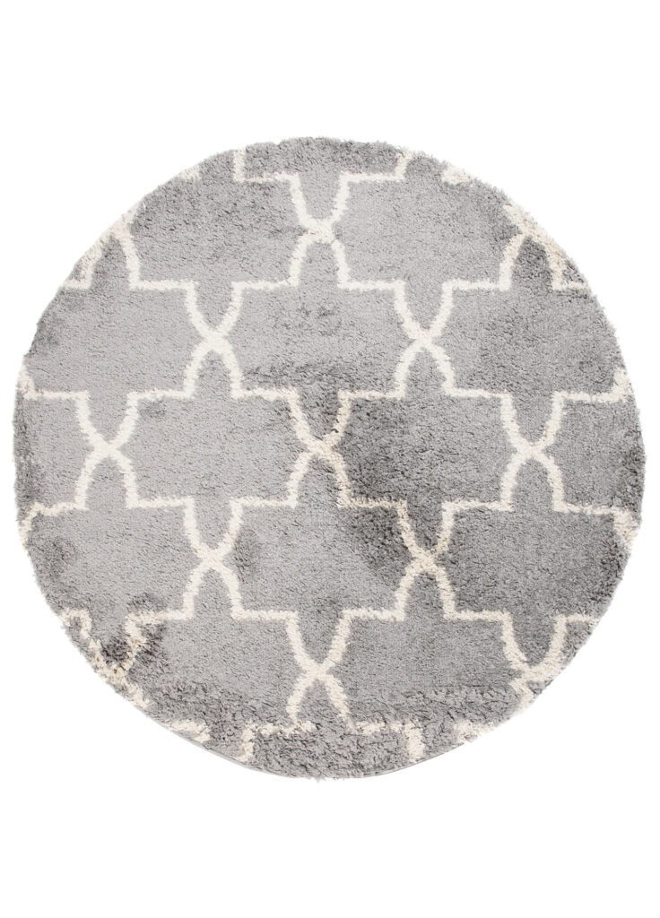 Teppich Boho Rund Grau Marokkanisch Kleeblatt