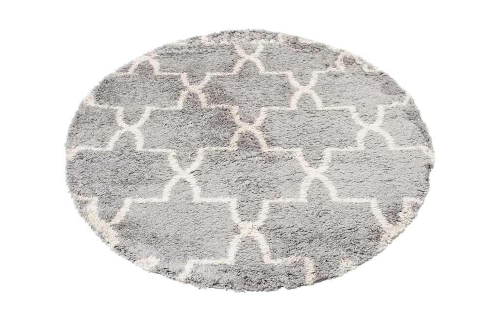 Teppich Boho Rund Grau Marokkanisch Kleeblatt