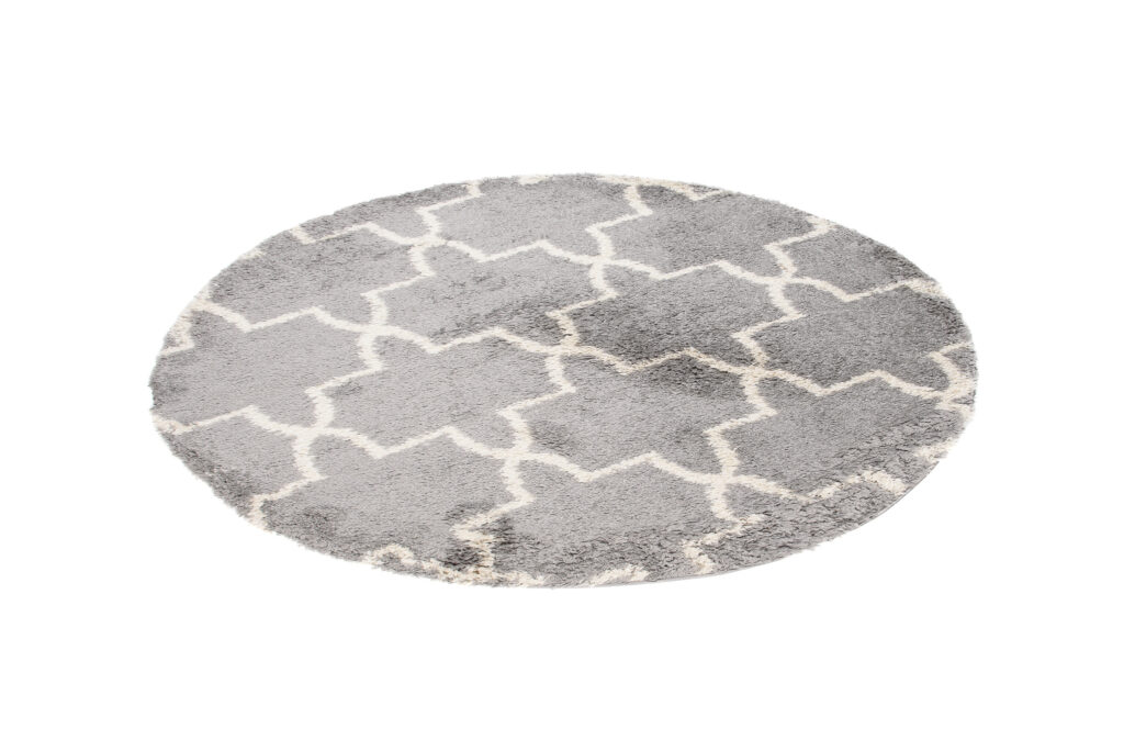 Teppich Boho Rund Grau Marokkanisch Kleeblatt