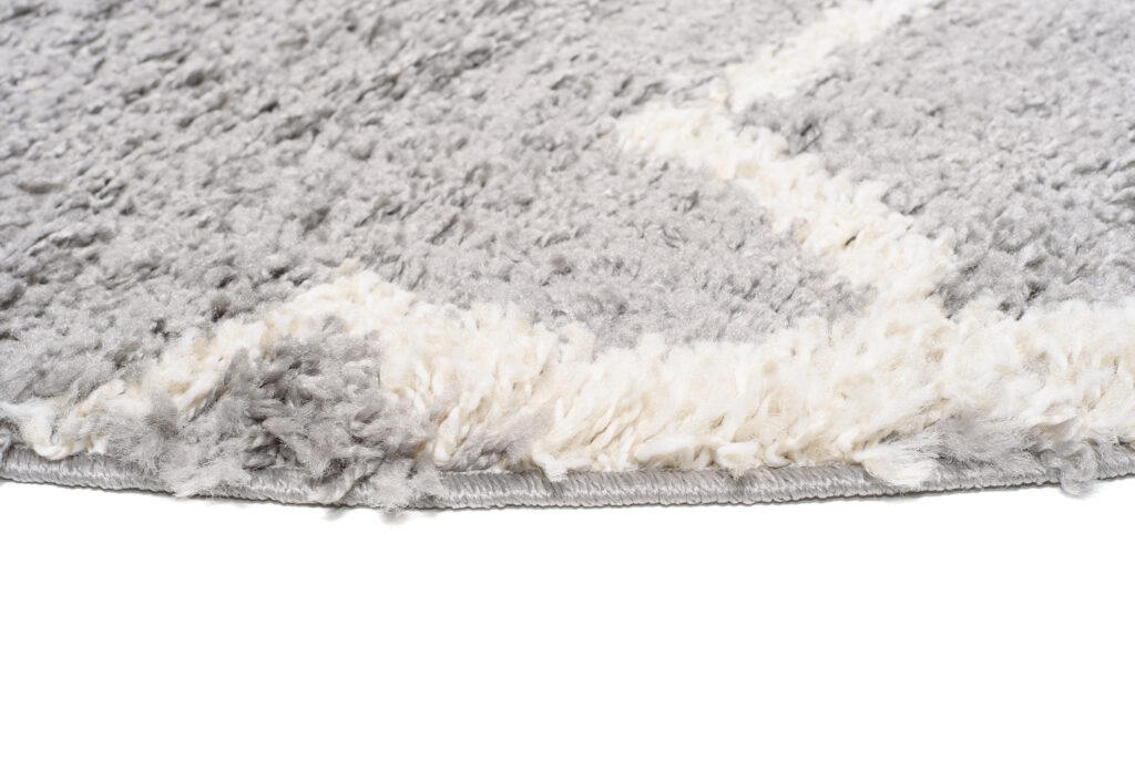 Teppich Boho Rund Grau Marokkanisch Kleeblatt