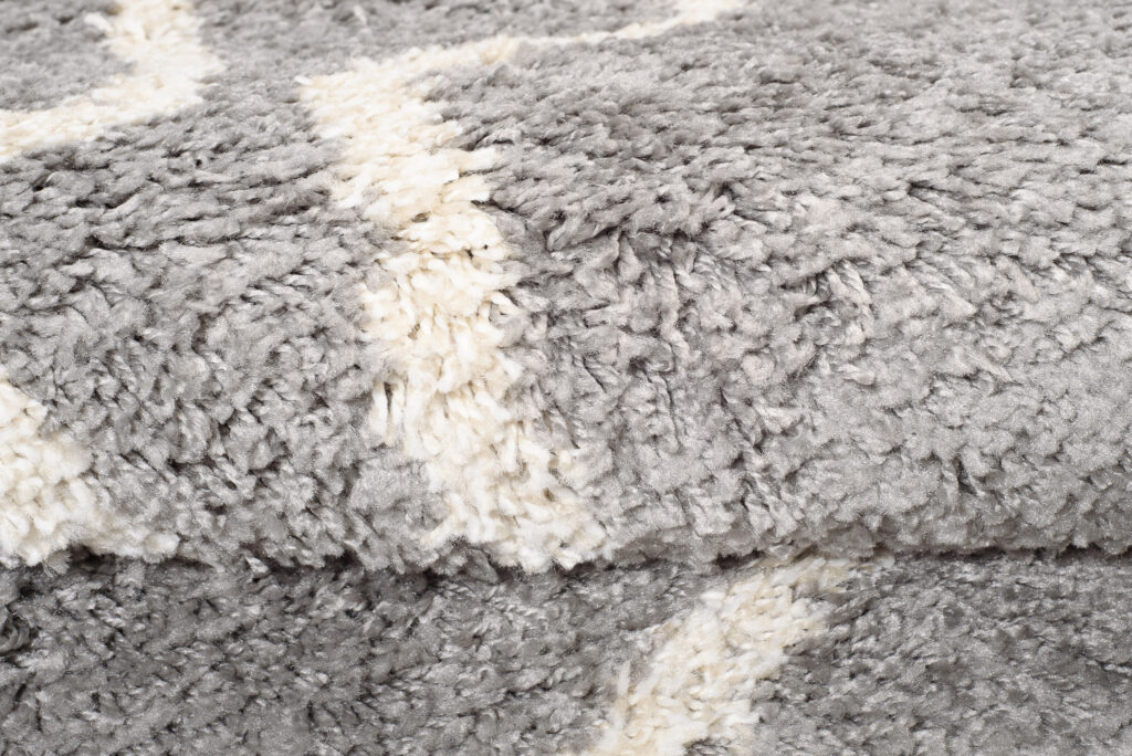 Teppich Boho Rund Grau Zigzag Shaggy