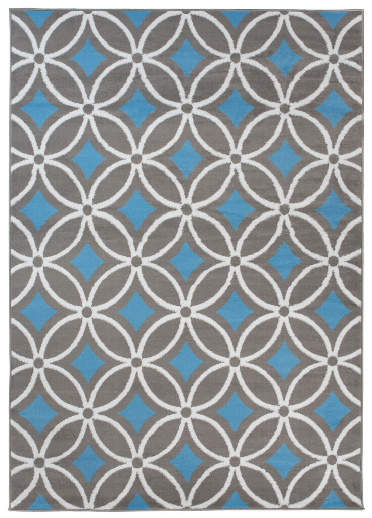 Teppich Maya Grau Blau Geometrisch Mosaik
