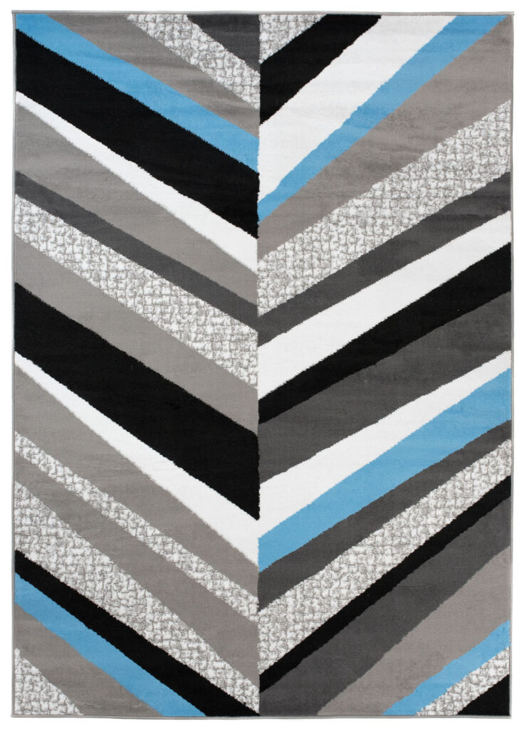 Teppich Maya Grau Blau Geometrisch Linien