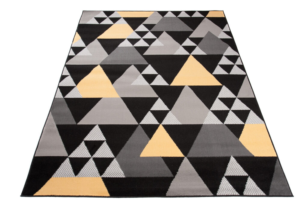 Teppich Maya Grau Gelb Geometrisch Dreiecke