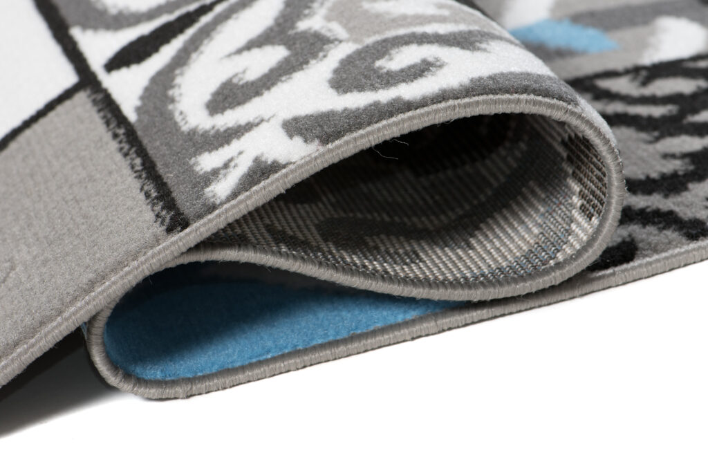 Teppich Maya Grau Blau Quadrate Mosaik