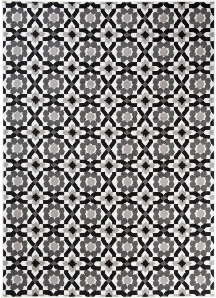 Teppich Maya Grau Blumen Mosaik