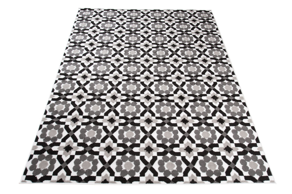 Teppich Maya Grau Blumen Mosaik