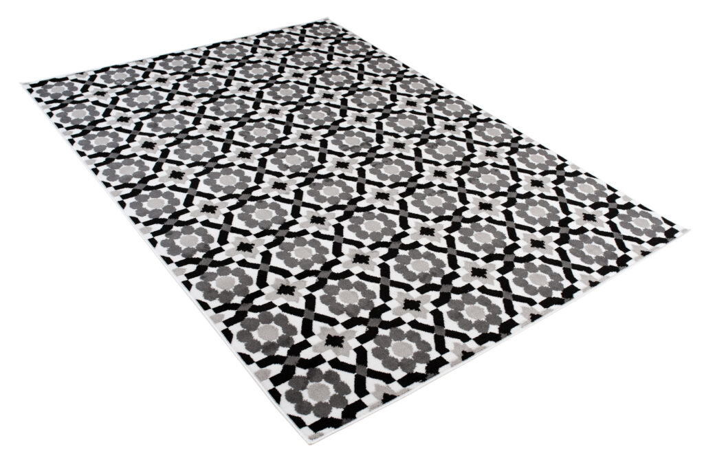 Teppich Maya Grau Blumen Mosaik