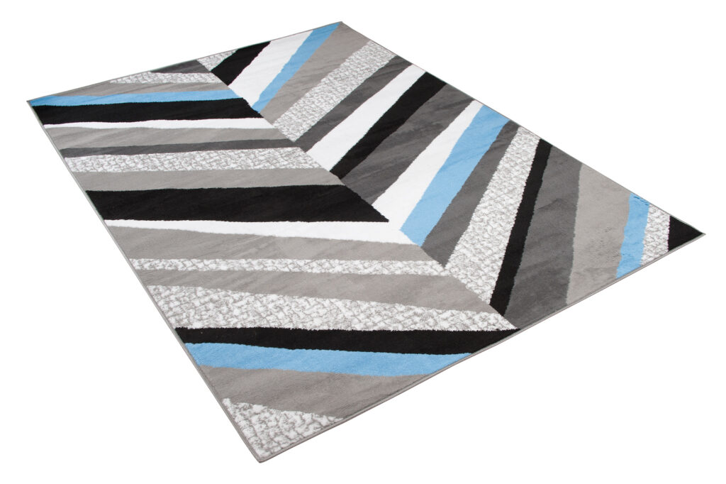 Teppich Maya Grau Blau Geometrisch Linien
