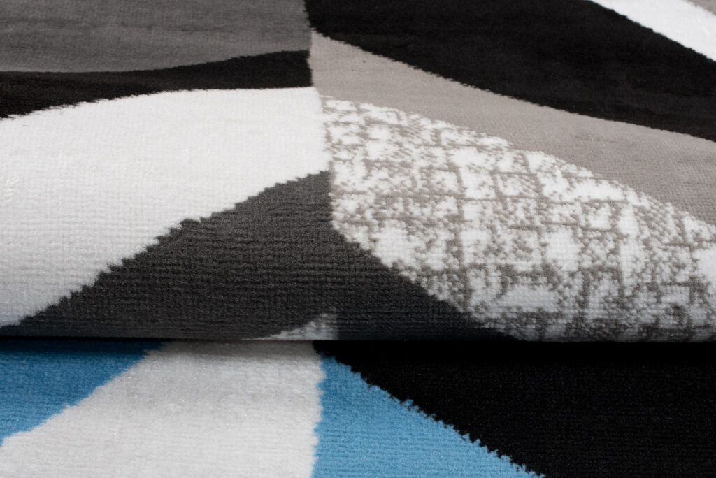 Teppich Maya Grau Blau Geometrisch Linien
