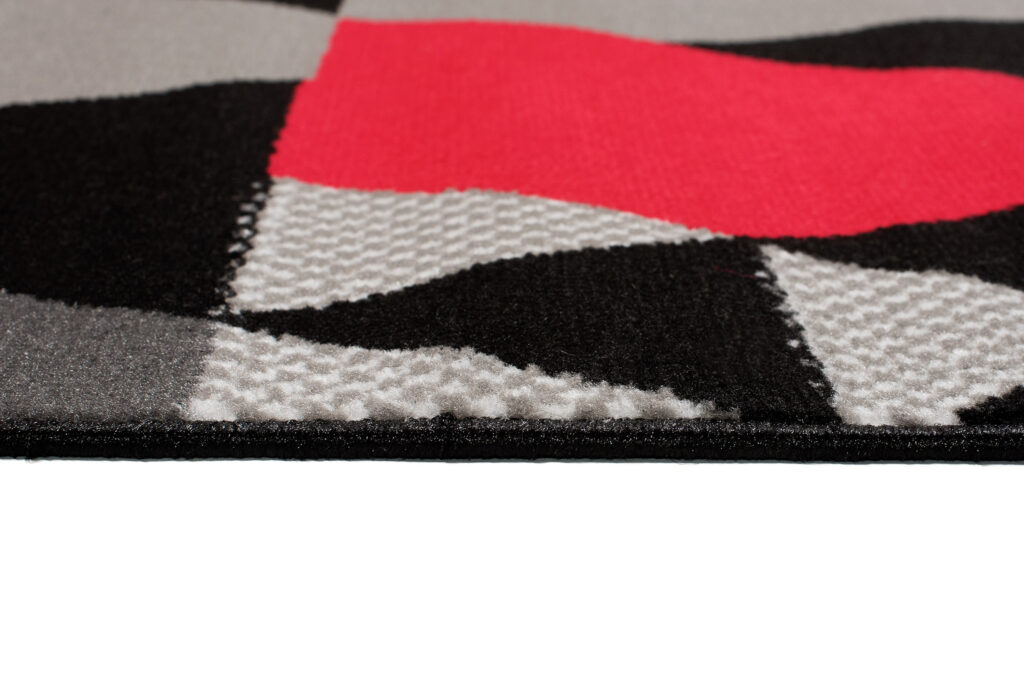 Teppich Maya Grau Rot Geometrisch Dreiecke