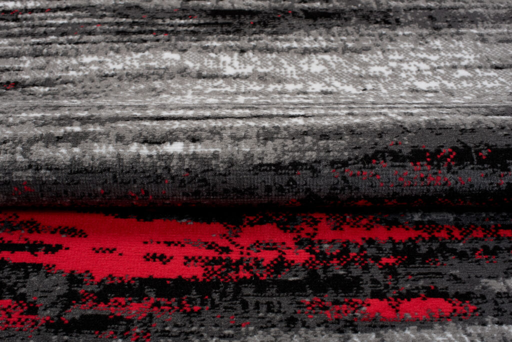 Teppich Maya Grau Rot Abstrakt