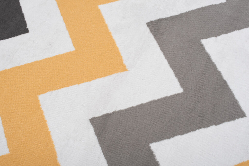 Teppich Maya Grau Gelb Geometrisch Zigzags