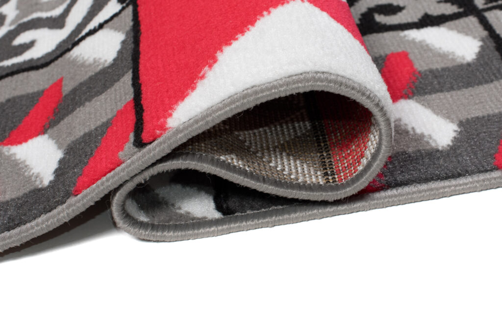 Teppich Maya Grau Rot Quadrate Mosaik
