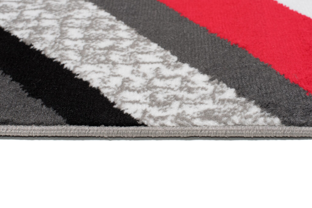 Teppich Maya Grau Rot Geometrisch Linien