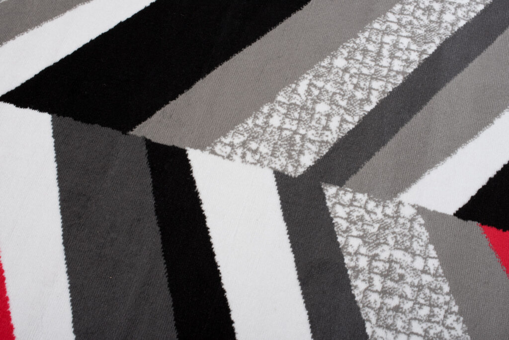 Teppich Maya Grau Rot Geometrisch Linien