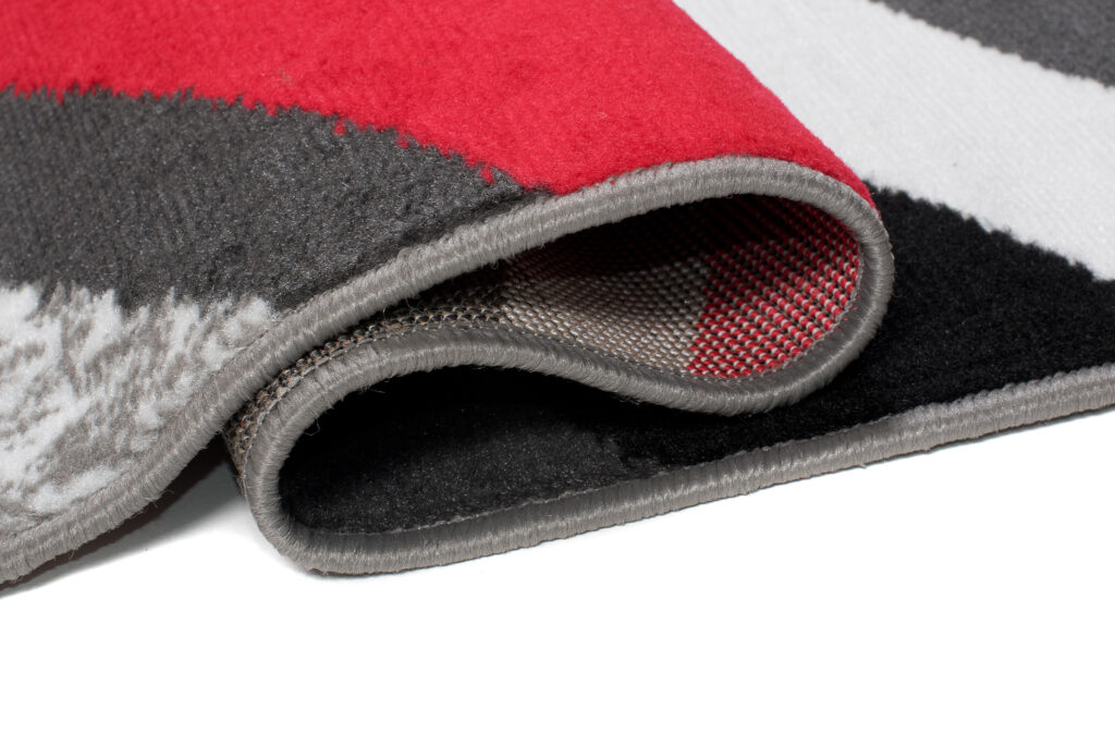 Teppich Maya Grau Rot Geometrisch Linien