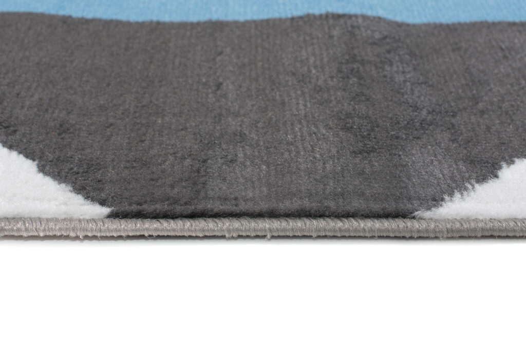 Teppich Maya Grau Blau Trapeze Quadrate