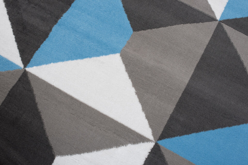 Teppich Maya Grau Blau Trapeze Quadrate