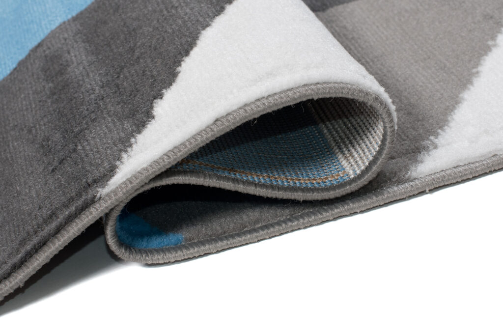 Teppich Maya Grau Blau Trapeze Quadrate