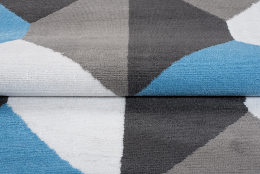 Teppich Maya Grau Blau Trapeze Quadrate