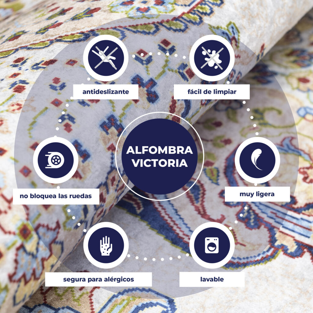 Teppich Victoria Creme Marineblau Traditionell