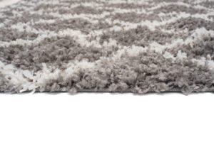 Teppich Boho mit Fransen Grau Gitter Punkte Shaggy