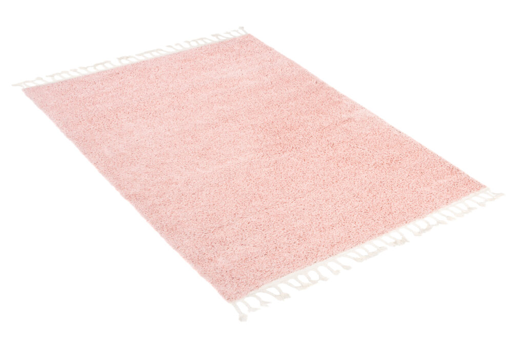 Teppich Boho mit Fransen Rosa Shaggy