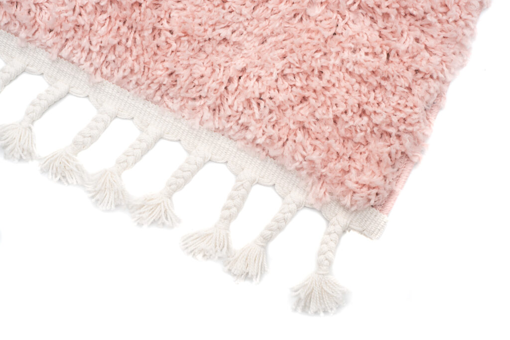 Teppich Boho mit Fransen Rosa Shaggy