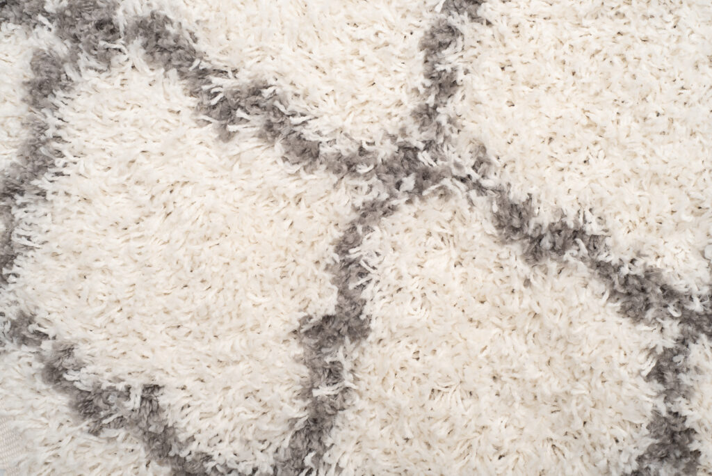 Teppich Boho mit Fransen Creme Gitter Shaggy