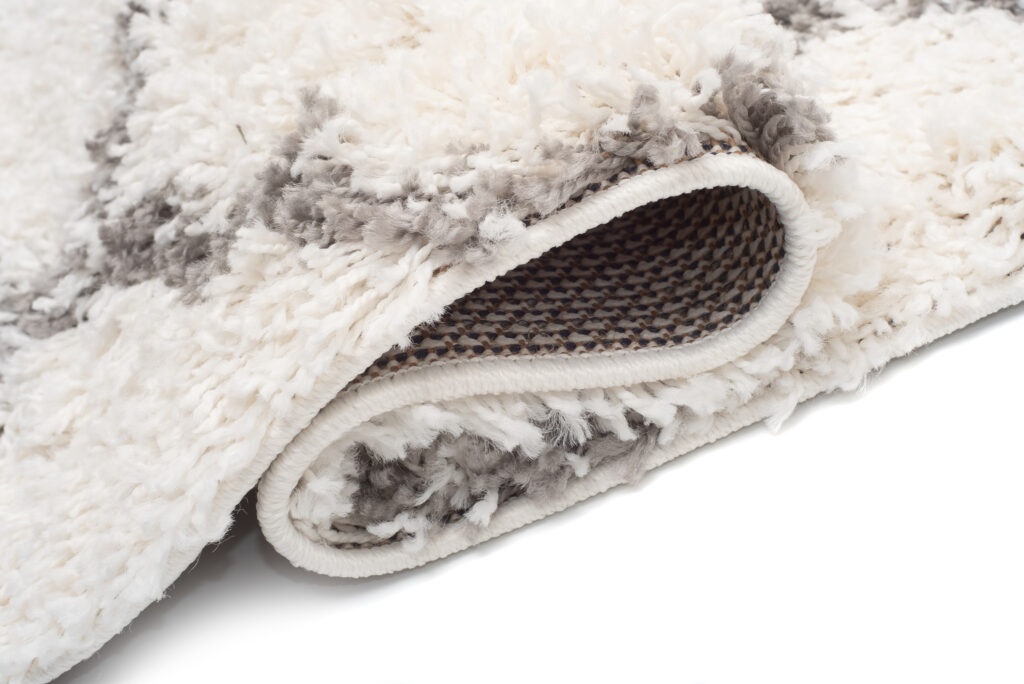 Teppich Boho mit Fransen Creme Gitter Shaggy