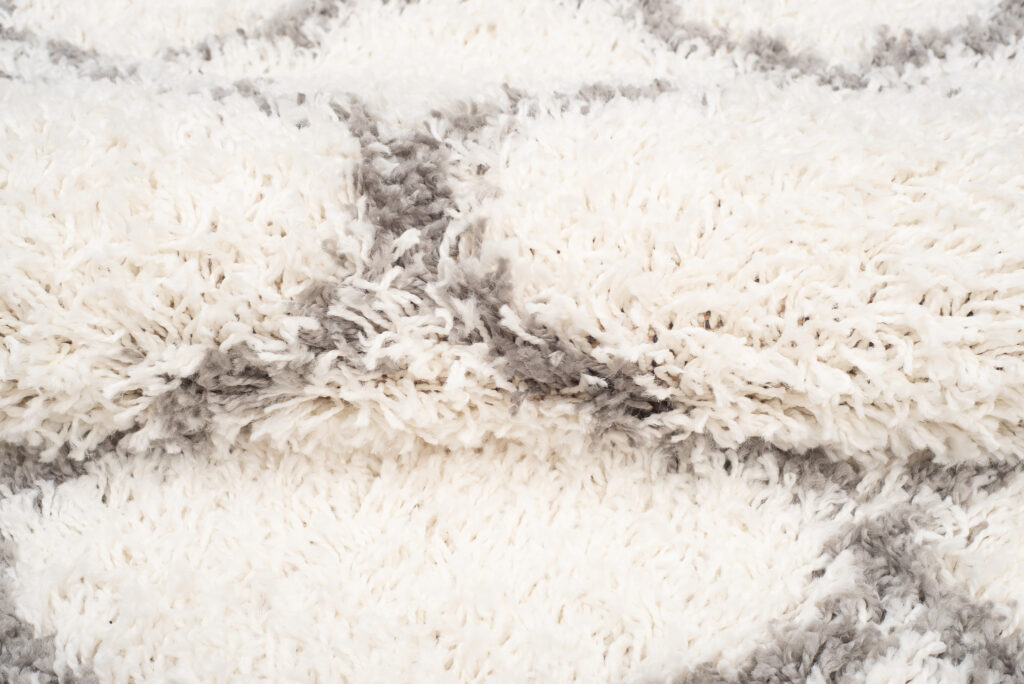 Teppich Boho mit Fransen Creme Gitter Shaggy