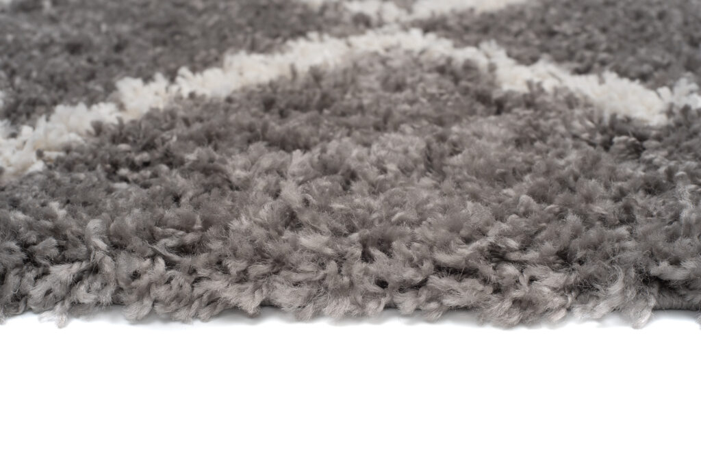 Teppich Boho mit Fransen Grau Zigzag Shaggy