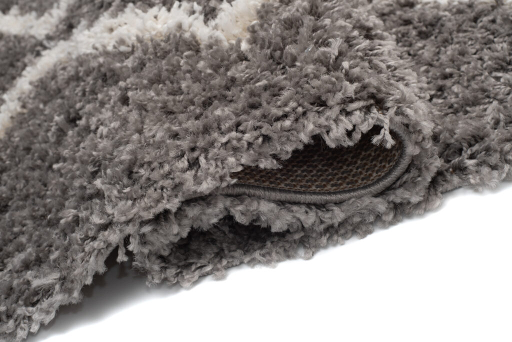 Teppich Boho mit Fransen Grau Zigzag Shaggy