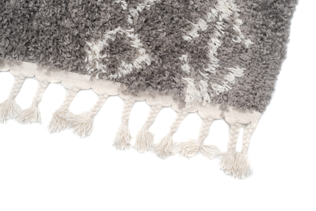 Teppich Boho mit Fransen Grau Geometrisch Shaggy