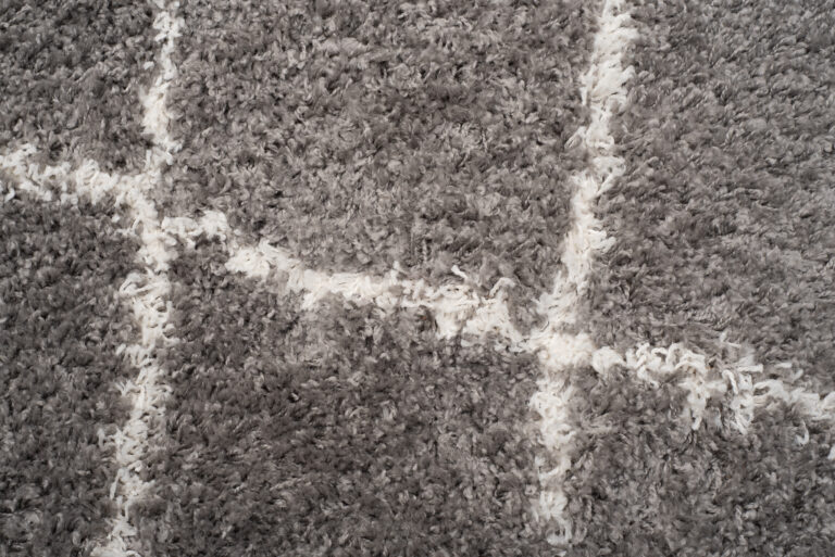 Teppich Boho mit Fransen Grau Rauten Shaggy