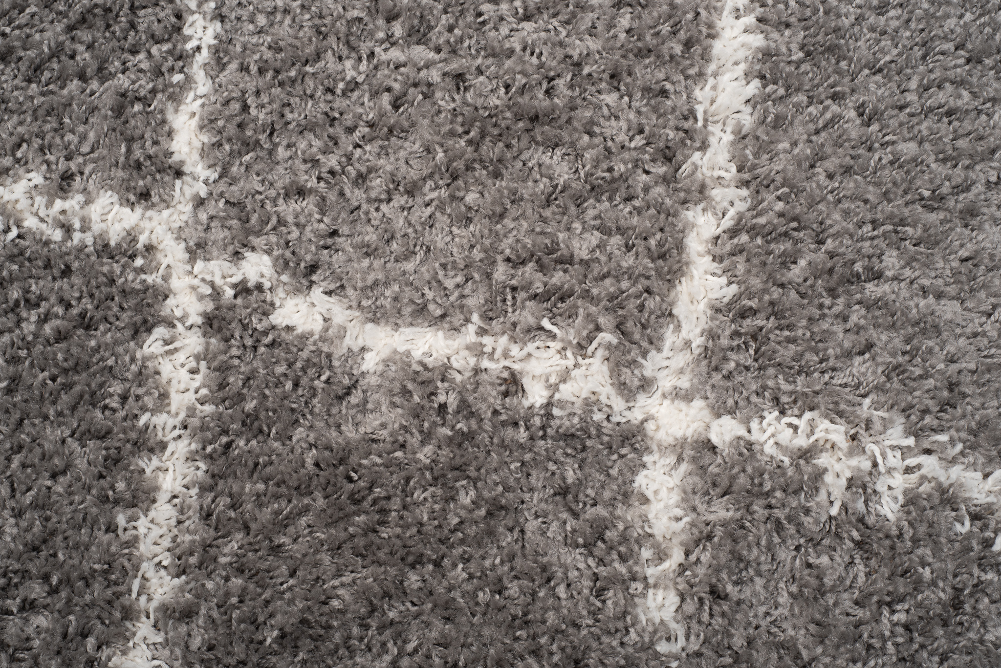 Teppich Boho mit Fransen Grau Rauten Shaggy