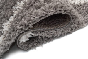 Teppich Boho mit Fransen Grau Rauten Shaggy