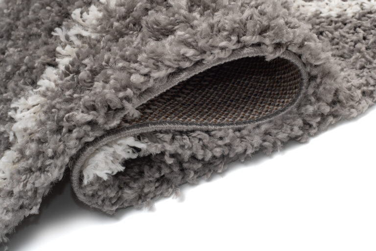 Teppich Boho mit Fransen Grau Rauten Shaggy