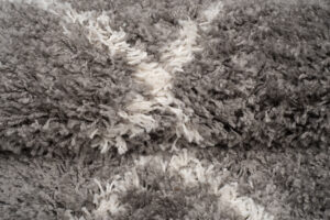 Teppich Boho mit Fransen Grau Rauten Shaggy