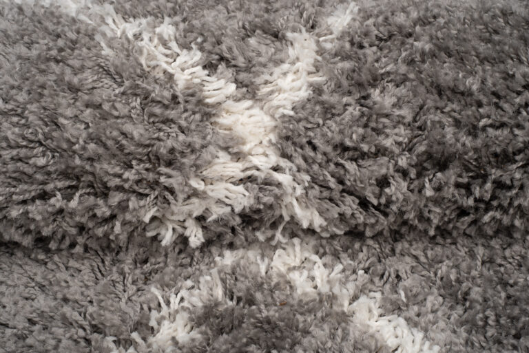 Teppich Boho mit Fransen Grau Rauten Shaggy