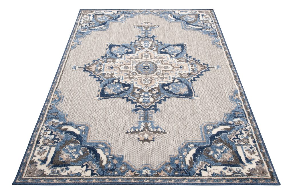 Teppich Outdoor Patio Grau Blau Vintage