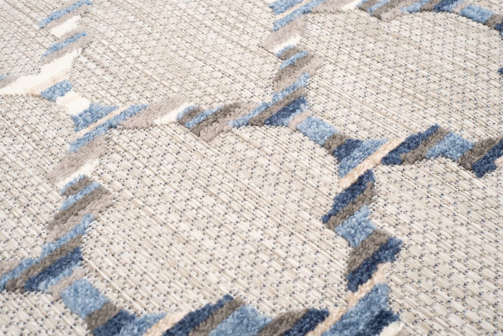 Teppich Outdoor Patio Grau Blau Gitter