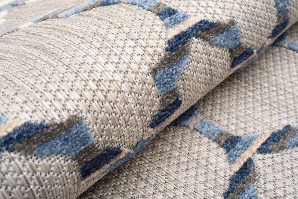 Teppich Outdoor Patio Grau Blau Gitter